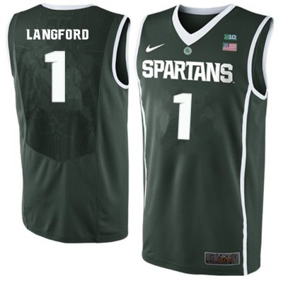 Men Joshua Langford Michigan State Spartans #1 Nike NCAA Green Authentic College Stitched Basketball Jersey WJ50L45TQ